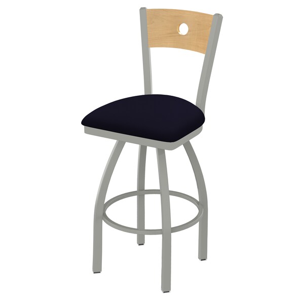 25" Swivel Counter Stool, Nickel Finish, Nat Back, Canter Twilight Seat